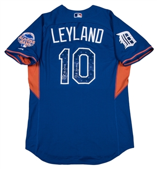 2013 Jim Leyland Game Used, Signed & Inscribed American League All-Star Blue Batting Practice Jersey (Beckett) 